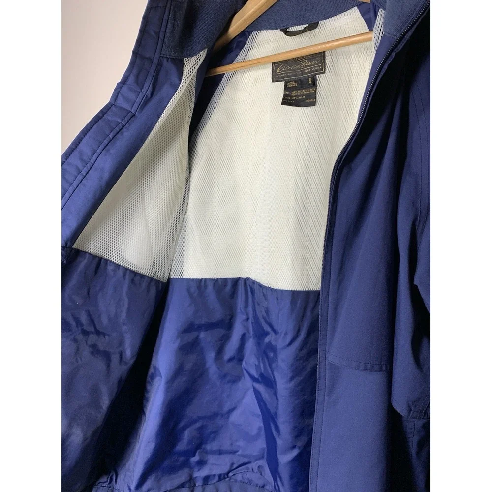 Eddie Bauer Gore Tex Windbreaker Jacket Mens M Blue Hood Vintage‎ Hiking